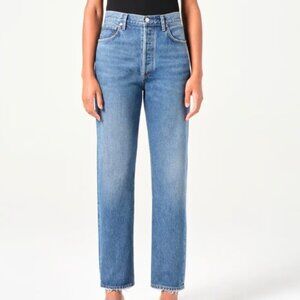 Agolde 90's Pinch Waist High Rise Jeans Size 27 Straight Leg Distressed  Blue